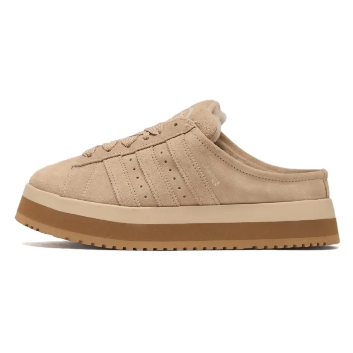 阿迪达斯三叶草男女鞋2025冬季加绒保暖一脚穿面包鞋棉拖鞋JR3732