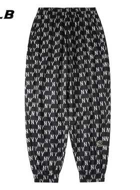 MLB官方运动裤裤子男裤女裤秋季跑步休闲裤宽松梭织长裤3AWPM0134