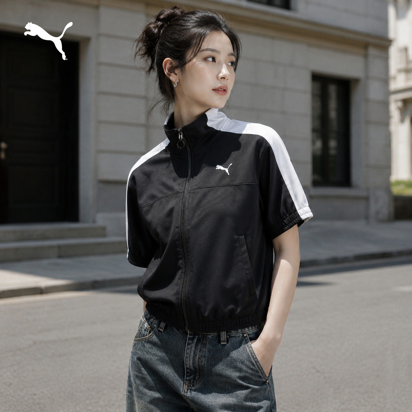 茵特丨彪马女装运动服2026夏季款T7拼接宽松透气短款潮流上衣外套