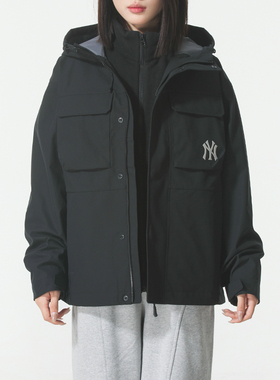 MLB官方NY黑色防风衣夹克男女装2025秋季新款运动服外套3AWJB0156