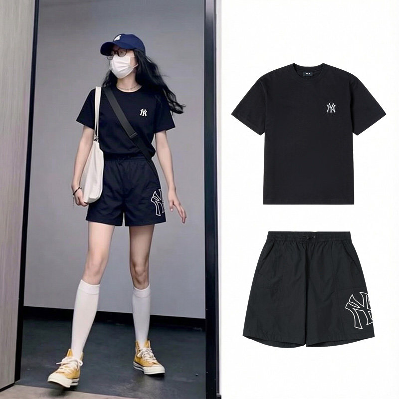 茵特丨MLB情侣套装男女T恤夏季新款运动服时尚宽松短袖短裤两件套