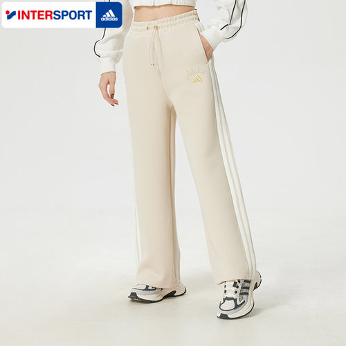 阿迪达斯针织长裤女裤2026春季新款跑步运动裤宽松休闲裤子KH2703