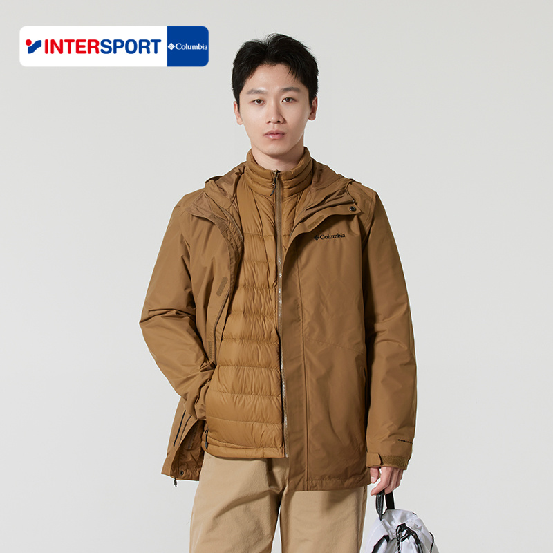 哥伦比亚冲锋衣三合一男运动服棉羽夹克700蓬羽绒内胆外套XE5418