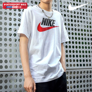 短袖 Nike耐克T恤男装 跑步休闲白色男士 新款 圆领宽松运动体恤 夏季