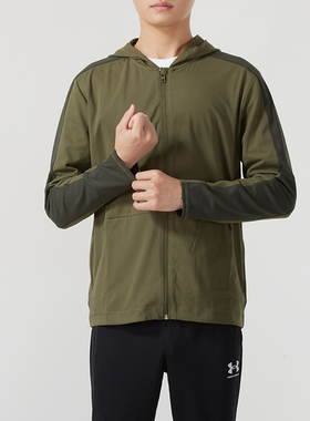 UA安德玛男装冬季连帽训练服健身运动针织夹克户外休闲1379674