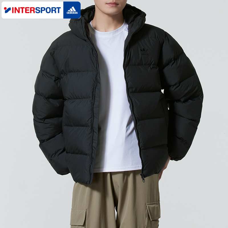 阿迪达斯三叶草连帽棉服男装2025冬季运动防风保暖面包服棉衣外套