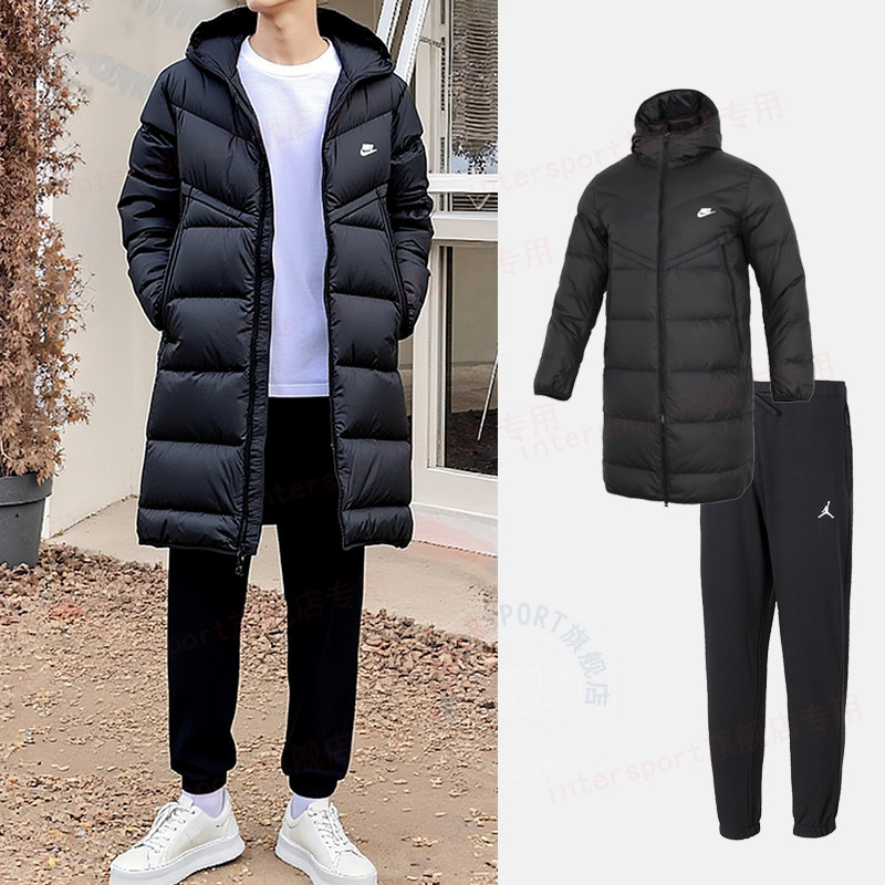 Nike耐克运动套装羽绒服男2025秋冬季新款时尚保暖冬外套运动长裤