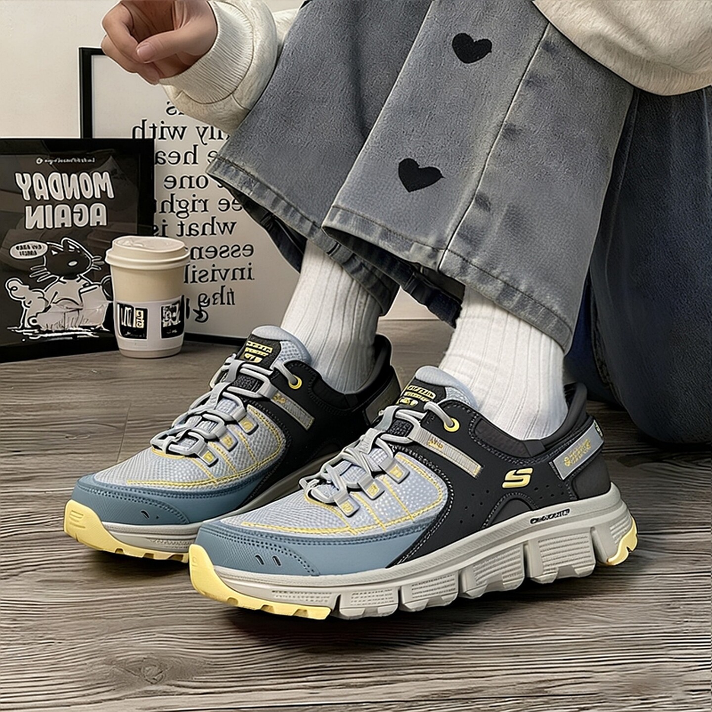 斯凯奇休闲鞋女鞋2026春季新款户外登山徒步鞋闪穿鞋运动鞋妈妈鞋