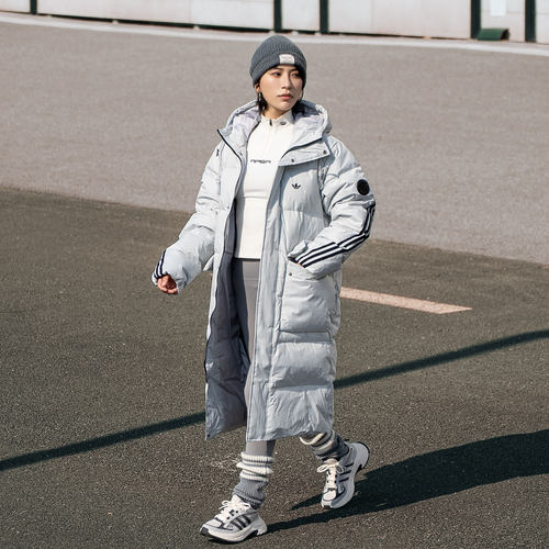阿迪达斯三叶草正品长款羽绒服