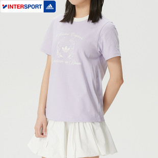 阿迪达斯三叶草短袖T恤女装2026春夏新款宽松休闲运动半袖KY5735