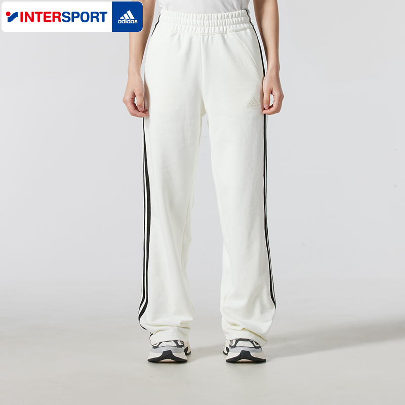 阿迪达斯直筒裤女裤2025冬季新款户外运动裤休闲裤针织长裤JN0763
