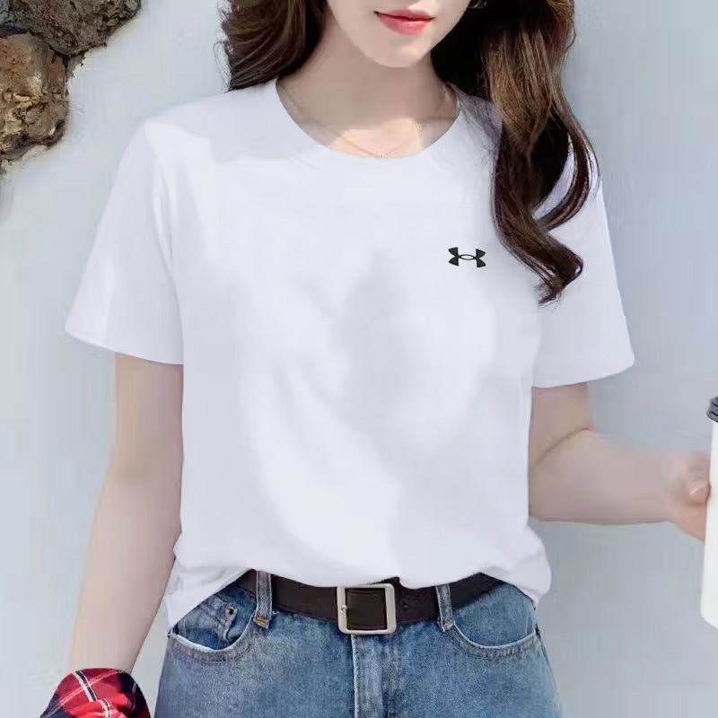 安德玛运动短袖女装2025夏季新款白色圆领休闲T恤速干衣半袖女