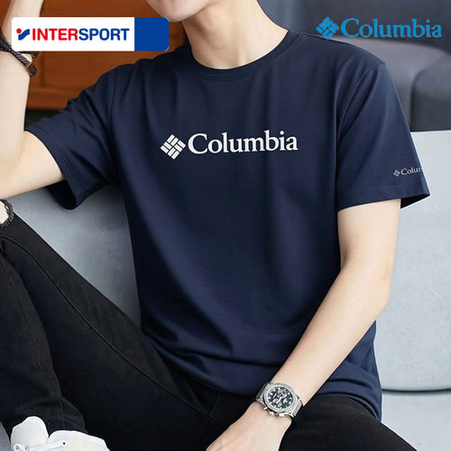 茵特|Columbia哥伦比亚官方白色短袖男士新款运动纯棉圆领T恤JE1