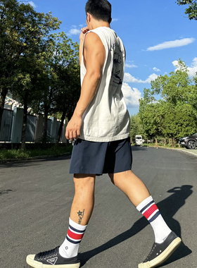 STANCE经典条纹556白色BOYD中筒袜休闲袜男女春季舒适通勤袜子