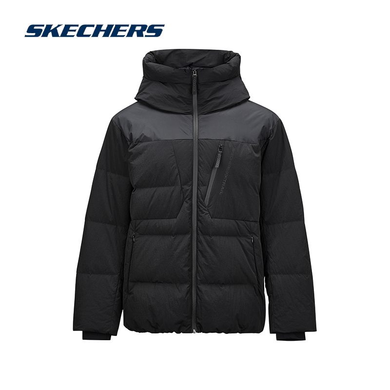 斯凯奇官方旗舰店短款羽绒服男装女装冬季新款连帽外套防风夹克