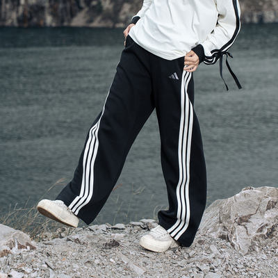 Adidas阿迪达斯裤子女款25冬季新款宽松运动休闲裤棉质针织香蕉裤