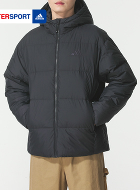 阿迪达斯男装黑色短款羽绒服25秋冬保暖厚外套面包服运动服KC2478