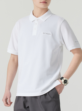哥伦比亚官方白色翻领短袖Polo衫男2025冬季新款运动服T恤XE9173