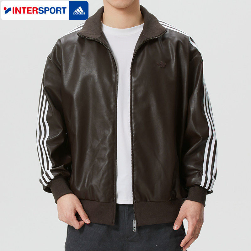 阿迪达斯三叶草仿皮夹克男女装2026春季新款情侣运动休闲宽松外套,运动服/休闲服装,运动茄克/外套,淘宝优惠券,粉丝福利购,淘宝优惠卷