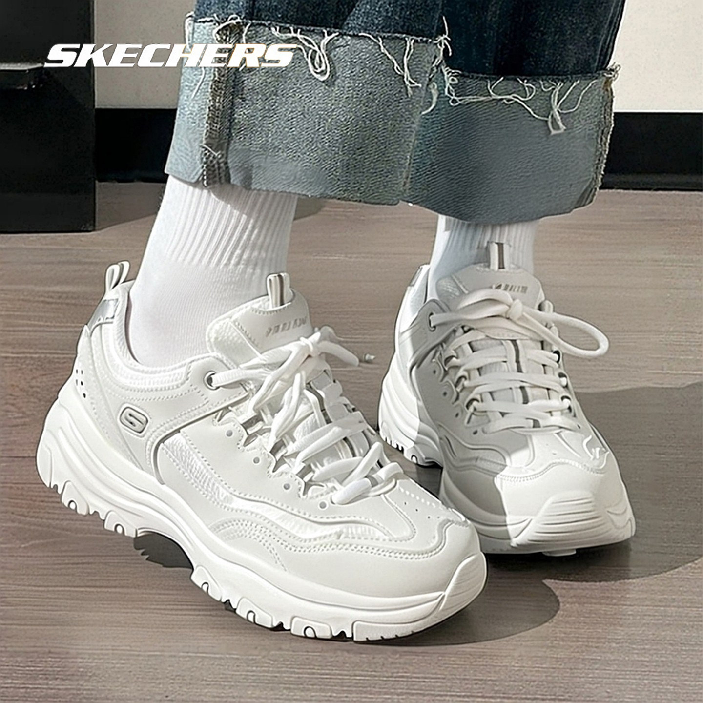 Skechers斯凯奇春季新款运动鞋女鞋皮面增高厚底缓震休闲运动鞋女,运动鞋new,运动休闲鞋,淘宝优惠券,粉丝福利购,淘宝优惠卷