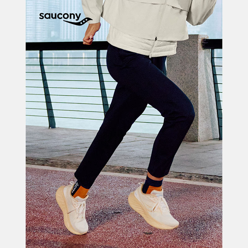 Saucony索康尼官方女子运动裤黑色针织休闲裤跑步长裤SA1259KP01T