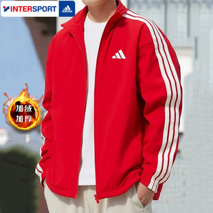 Adidas阿迪达斯红色新年款 加绒立领夹克上衣KR2519 外套2026春新款