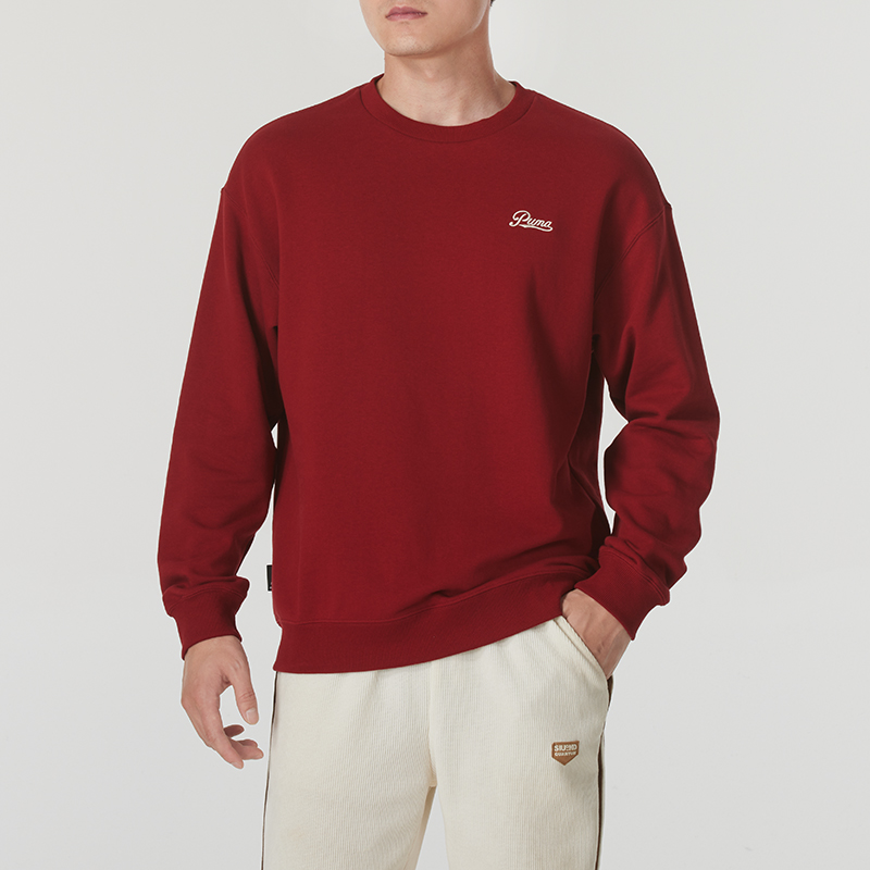 Puma彪马官方旗舰店正品新年款红色卫衣男本命年运动服休闲圆领