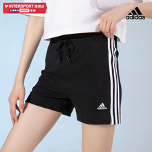 阿迪达斯女裤夏季新款运动裤跑步训练健身裤子黑色棉质短裤GM5523