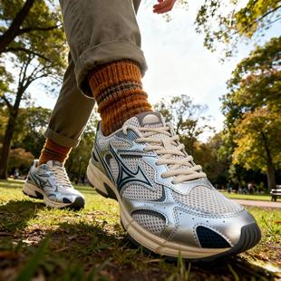 2K跑步鞋 Mizuno美津浓官方男女鞋 SPEED 复古老爹鞋 银色透气运动鞋