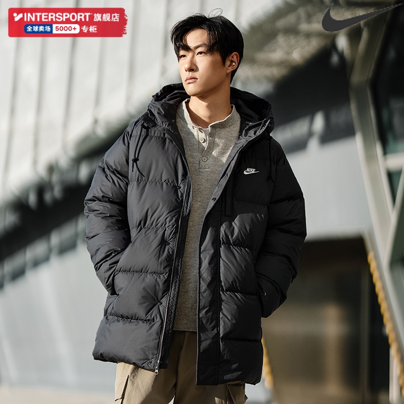 NIKE耐克男装黑色羽绒服2025冬季新款运动服保暖连帽厚外套IB2974