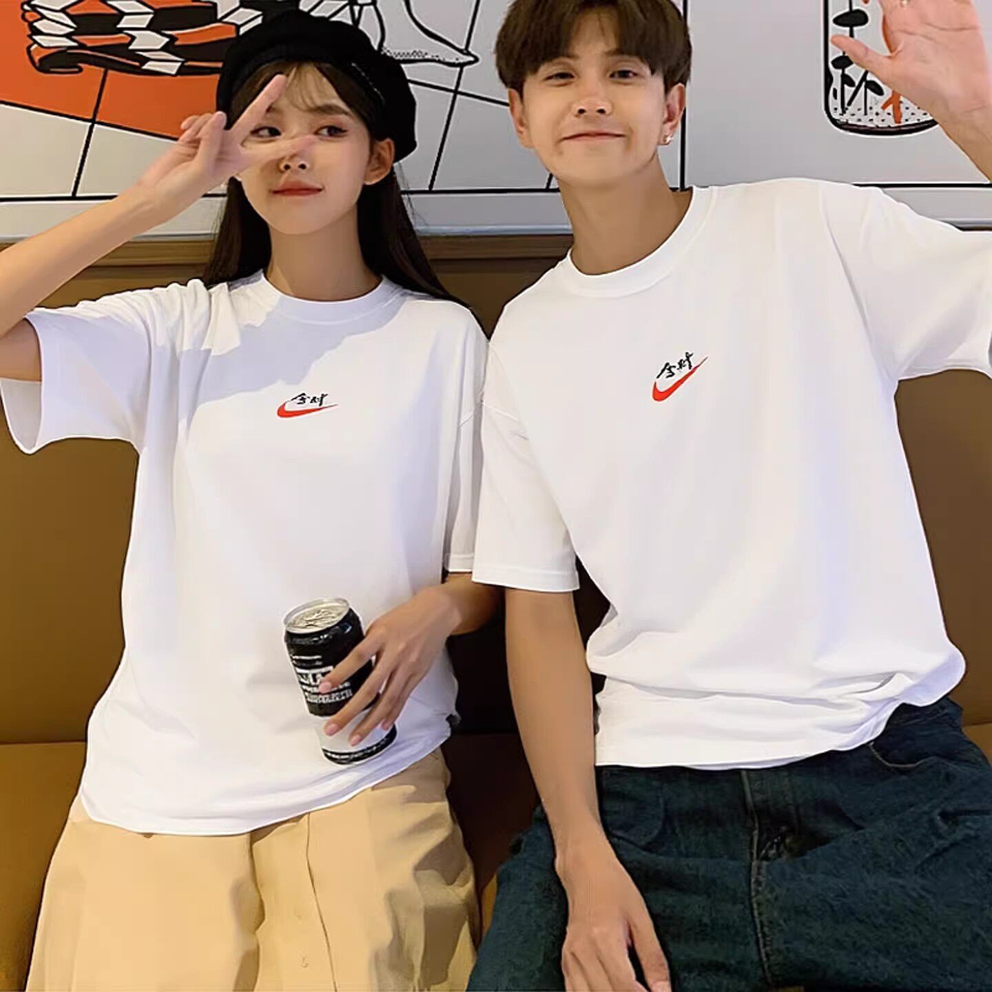 NIKE耐克夏季休闲短袖女款满分考试全对T恤中考高考情侣半袖男装