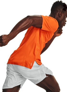 安德玛UA橙色圆领短袖男2026春季新款运动服健身训练T恤1376518