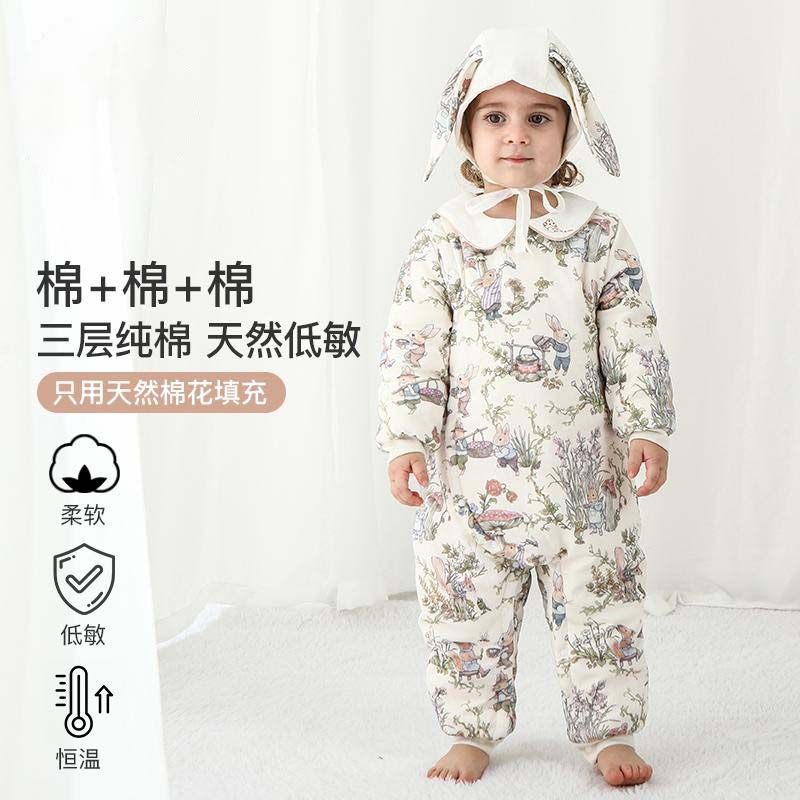 婴儿夹棉连体衣男女宝宝秋冬爬服纯棉哈衣儿童有机棉连身衣棉袄,童装/婴儿装/亲子装,连身衣/爬服/哈衣,淘宝优惠券,粉丝福利购,淘宝优惠卷