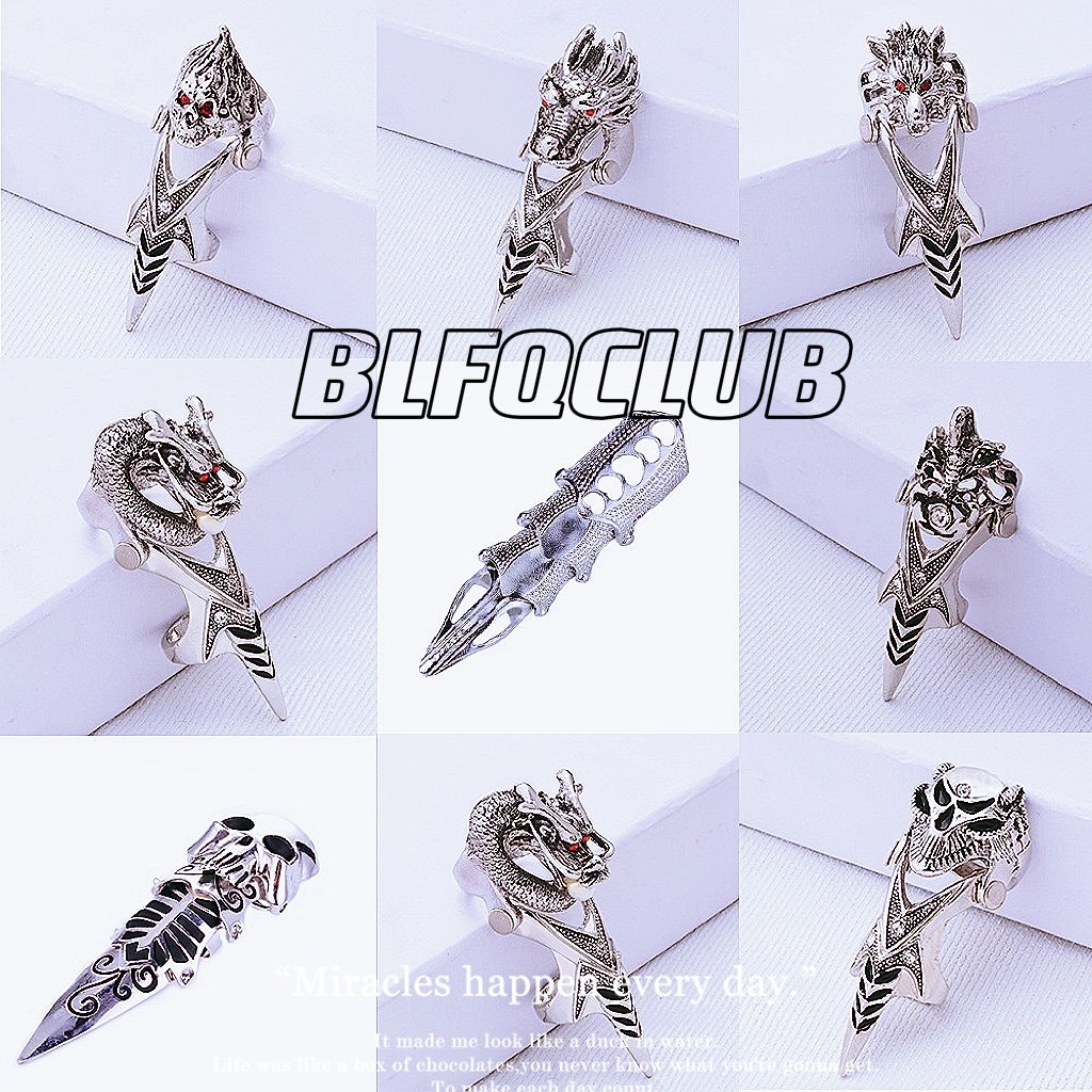 亚文化朋克哥特原宿暗黑摇滚金属骷髅龙头星星关节可弯曲开口戒指