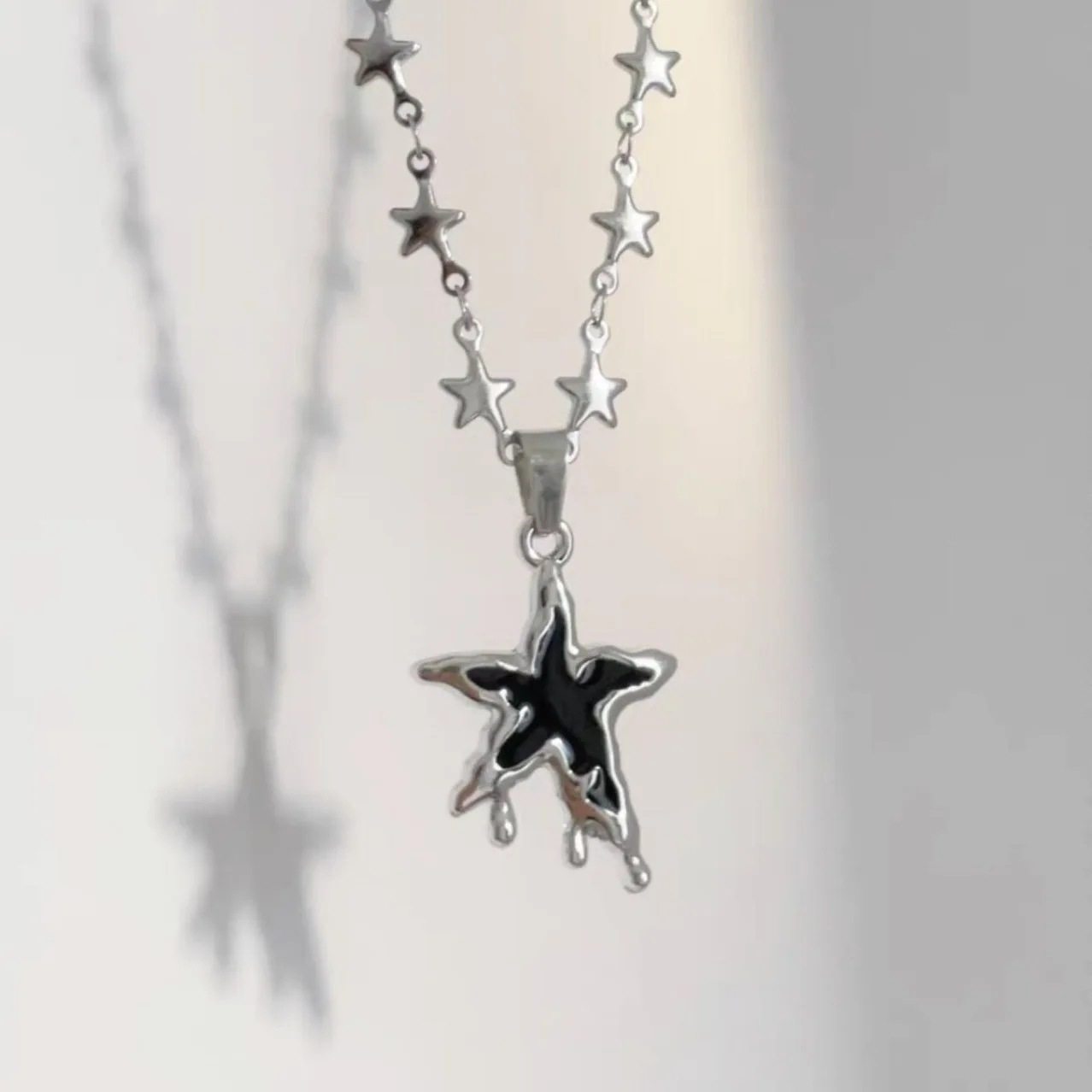 钛钢星星链条小众设计感百搭五角星立体吊坠ins风项链y2k辣妹甜酷