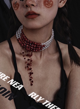 哥特朋克甜酷万圣节项圈仿珍珠