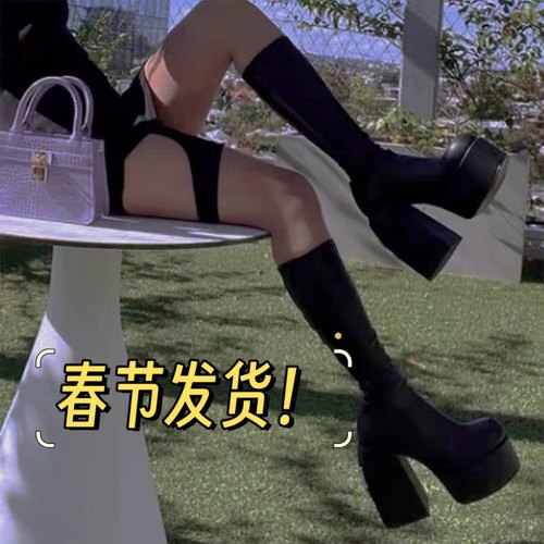 辣妹装高筒靴大码春夏