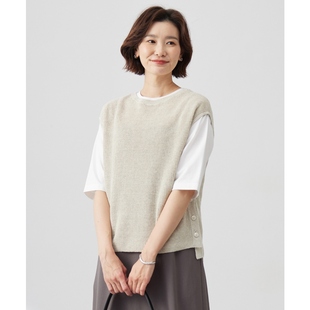 J.PRESS可水洗亚麻棉适宜简约气质马甲针织背心女ONWARD