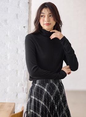 any FAM可机洗人造丝气质适宜罗纹高领针织衫女ONWARD