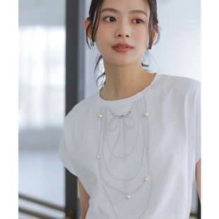 组曲简约气质优雅官网限定链条装饰T恤女ONWARD