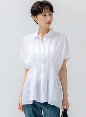 23区LIBECO系列可洗时尚适宜亚麻褶皱设计衬衫女ONWARD