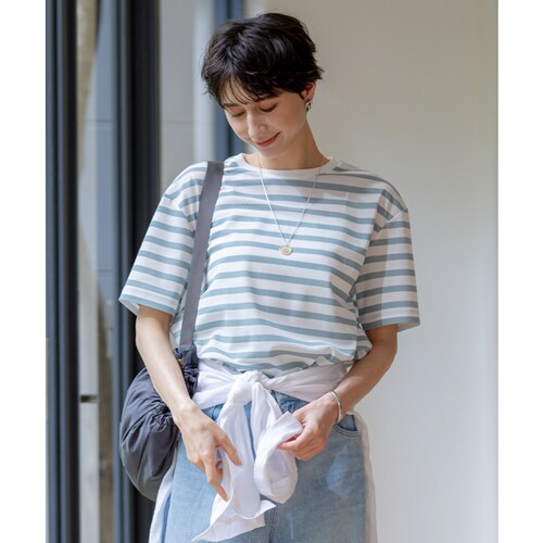 23区时尚简约轻奢气质可水洗透明条纹T恤女ONWARD