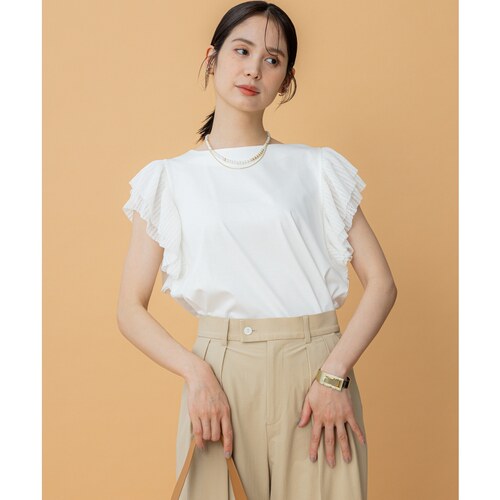 组曲气质简约适宜褶皱组合法式袖T恤女ONWARD