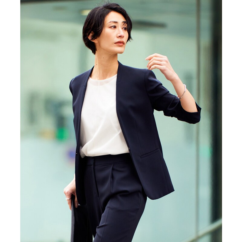 ICB日本限定可洗通勤简洁干练修身无领女西装外套日系轻奢ONWA