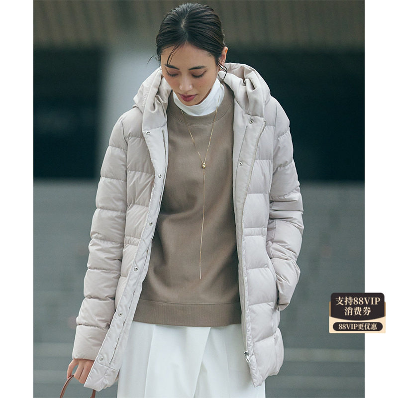 23区加绒加厚白鸭绒连帽羽绒服冬