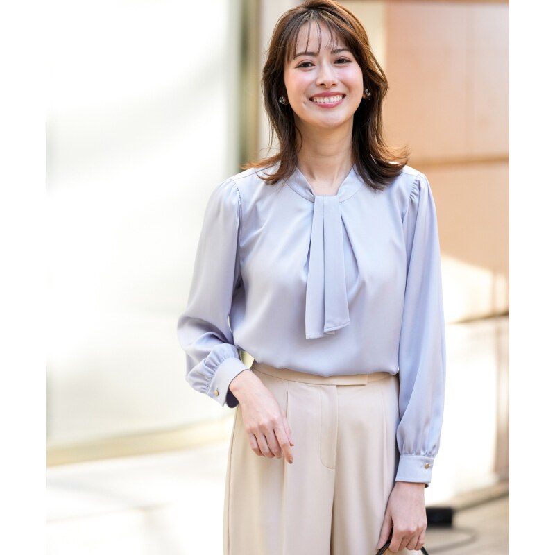 ANY SIS温柔简约甜美气质四穿式长袖蝴蝶结衬衫女ONWARD
