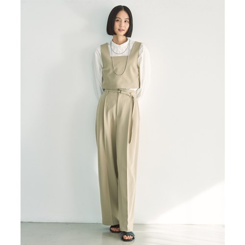 UNFILO时尚简约适宜通勤弹性可洗涤休闲斜纹布带腰带裤女ONWARD