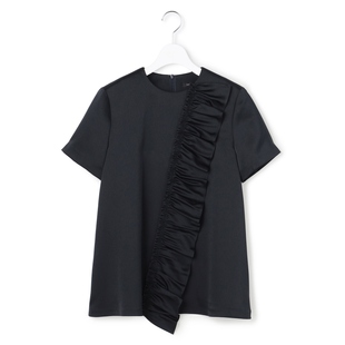 23区时尚 女ONWARD 优雅感APPLAUDIR亮面双层缎布荷叶边设计衬衫