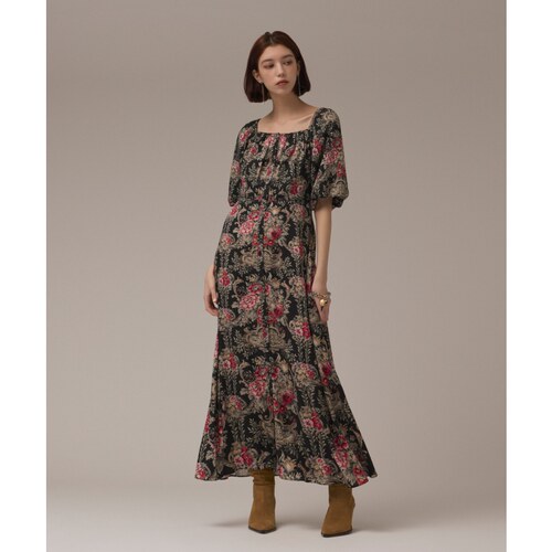 GRACE CONTINENTAL小众气质设计感复古花卉印花连衣裙女ONWARD