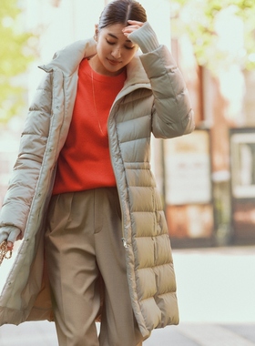 23区白鸭绒长款连帽羽绒服加绒加厚女日本限定日系轻奢ONWARD秋冬